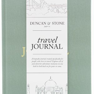 DUNCAN & STONE PAPER CO. Travel Journal for Women, Men (Sage Green, 110 Pages) – Adventure Journal to Record Trips – Memorable Travel Diary Journal - Travel Notebook Journal