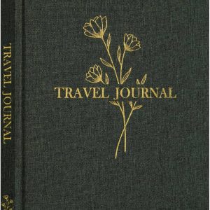 Lanpn Travel Photo Journal Notebook for Women Men, Linen Travel Log Diary Scrapbook Memory Book with Prompts, Anniversary Journals Traveling Gifts (Green, 110 Pages)