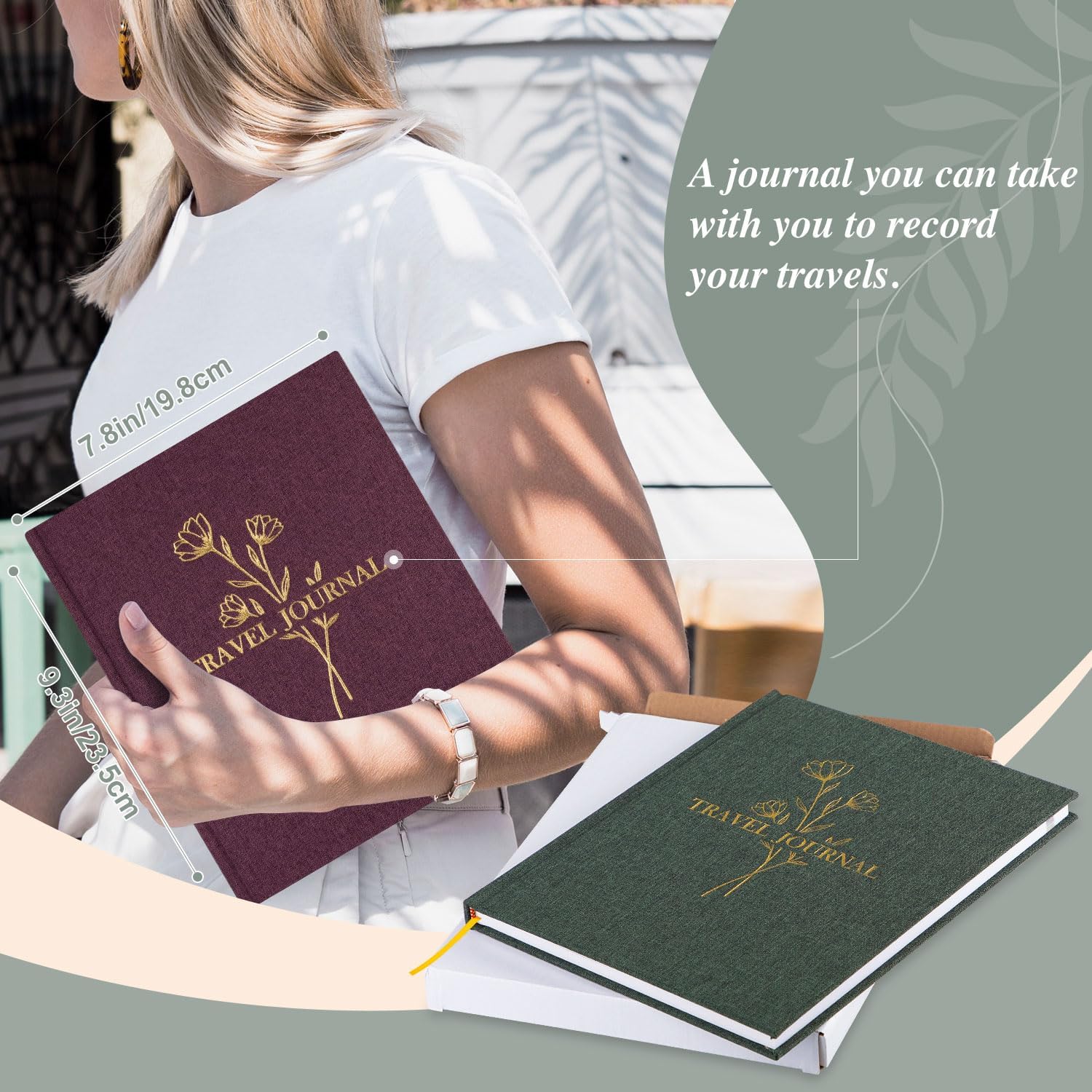 Lanpn Travel Photo Journal Notebook for Women Men, Linen Travel Log Diary Scrapbook Memory Book with Prompts, Anniversary Journals Traveling Gifts (Green, 110 Pages) - Image 6