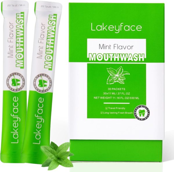 Mouthwash, 30 Packets Travel Mouth Wash for Adults, Travel Size Mouthwash Alcohol Free, Mini Mouthwash for Travel Essential, TSA Approved Mouthwash Bulk Pocket Size On The Go,Mint,11ml/0.37FL.OZ Each