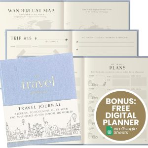 Travel Journal for Women and Men Travel Bucket List Journal 210 Pages Traveler Adventure Notebook – Itinerary Planner Organizer & Traveling Memory Diary Memorial Gift for Travelers - Blue