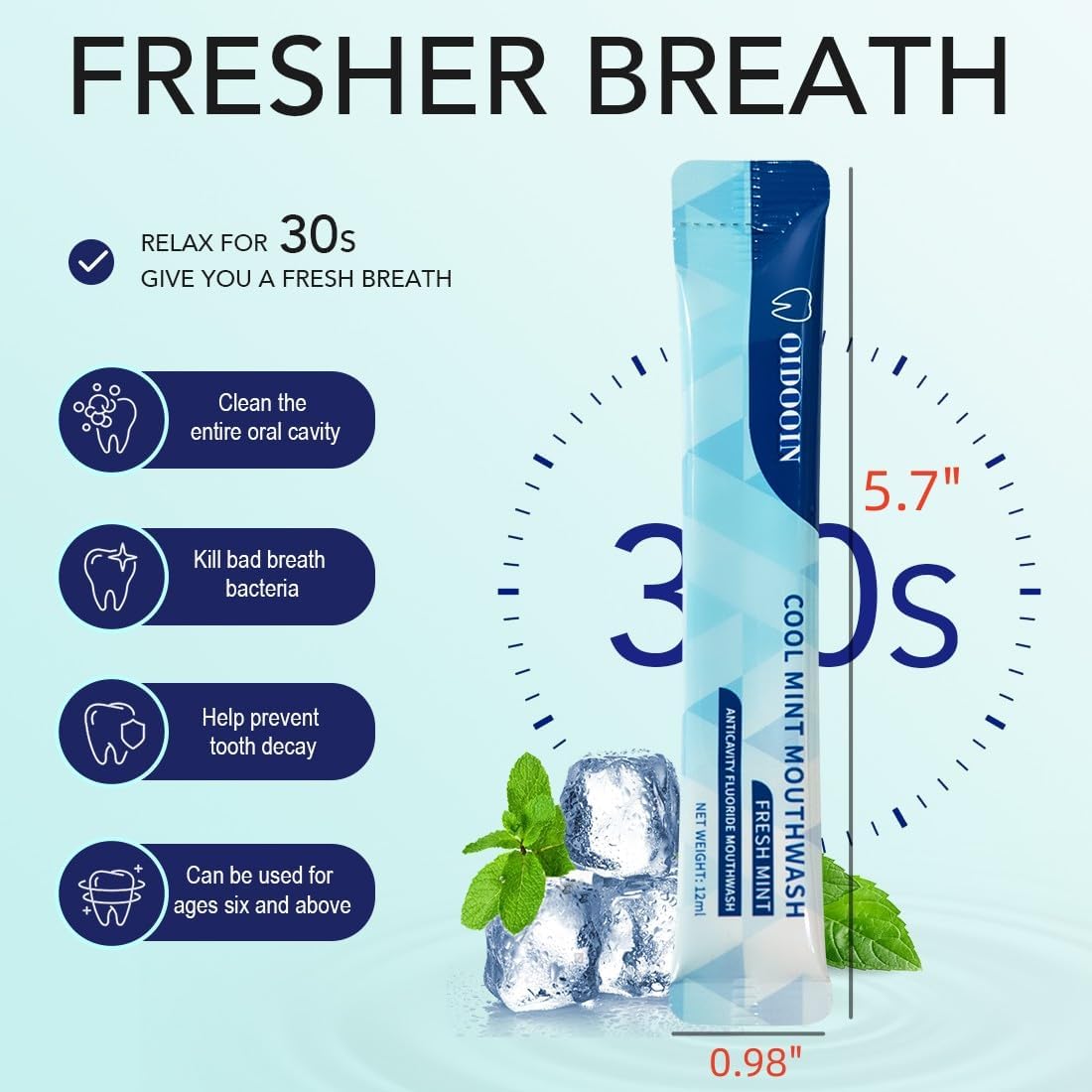 Travel Size MouthWash Packets - TSA Approved Travel Porable mouthwash, Alcohol Free, Natural Ingredients for Bad Breath,Oral Care Treatments (0.37 Fl OZ (Pack of 20)) - Image 7